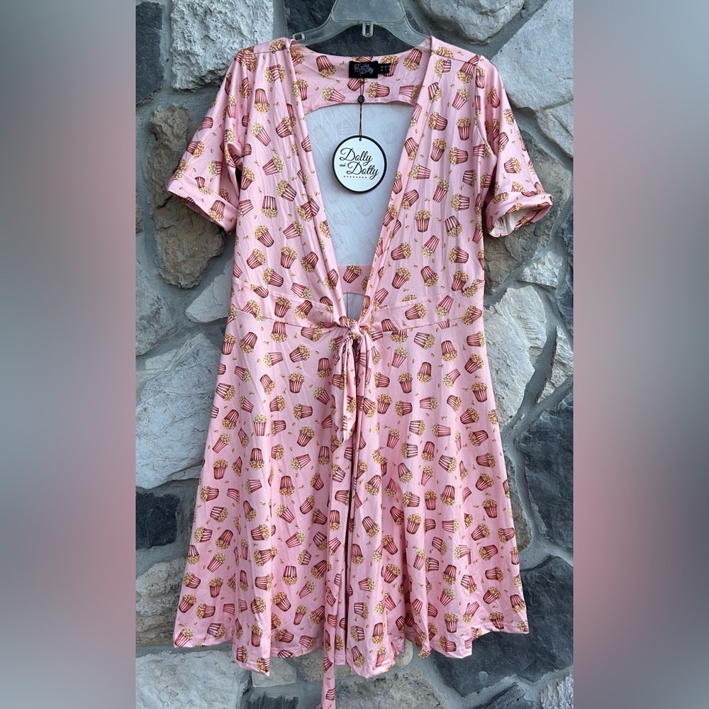 Dolly And Dotty Wrap Dress US 4 UK 8 Retro Popcorn Movie Night Halloween Pinup
